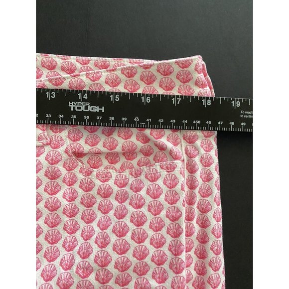 Vineyard Vines White Pink Sea Shell Cotton Pants Womens Zip Up Pockets Size 14 - Picture 9 of 10